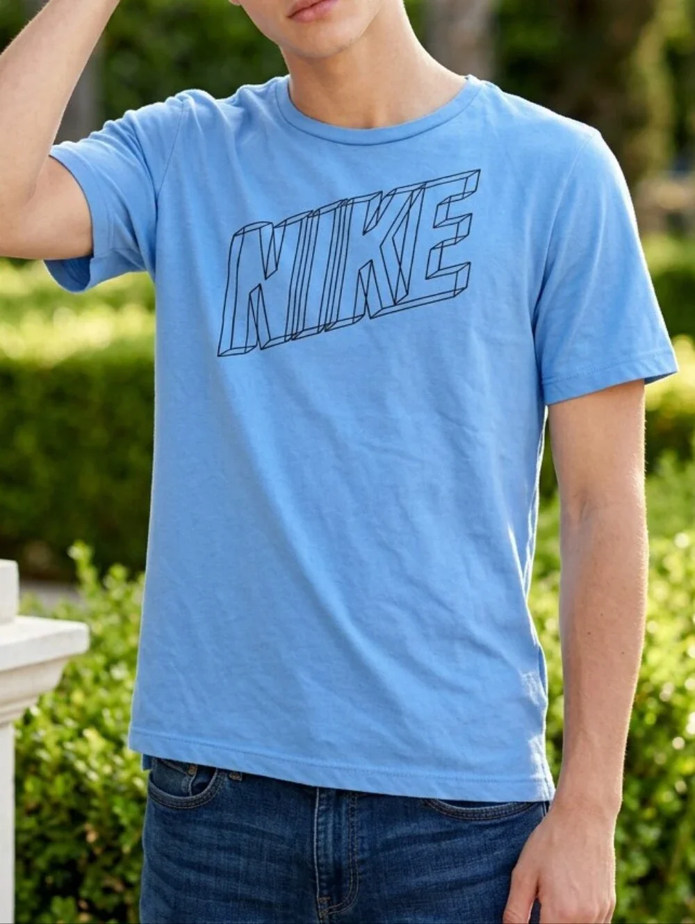 Nike Dri-FIT T-Shirt Boys Large 14/16 Blue Athletic Mesh Performance Tee Active